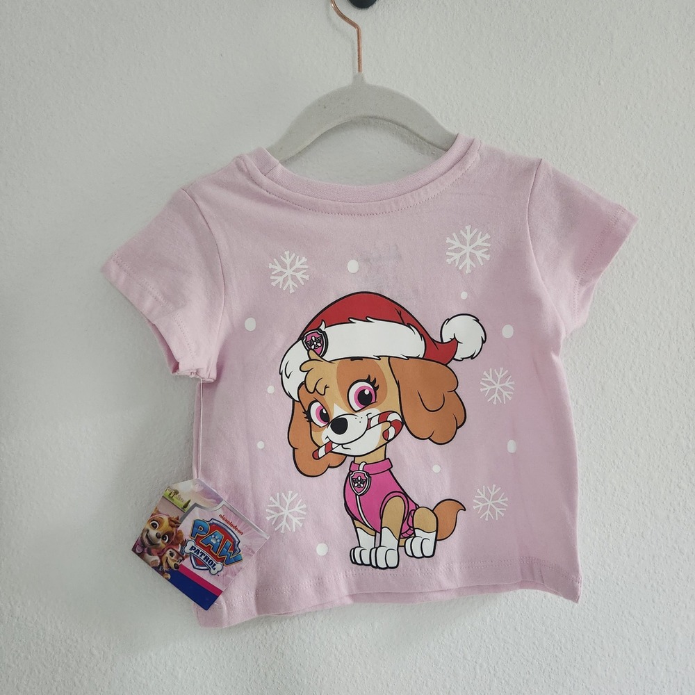 NWT Paw‎ Patrol Skye Pink Christmas T Shirt size 3T